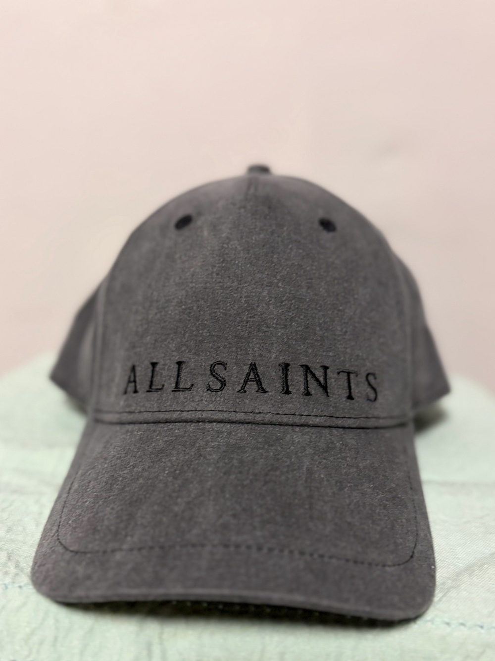All Saints Charcoal Washed Embroidered Logo Cap